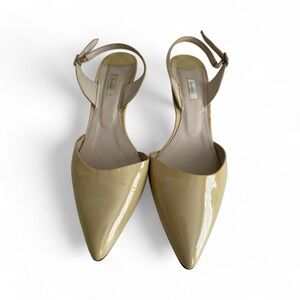 Boden Patent Leather Cream Sling Back Kitten Heels